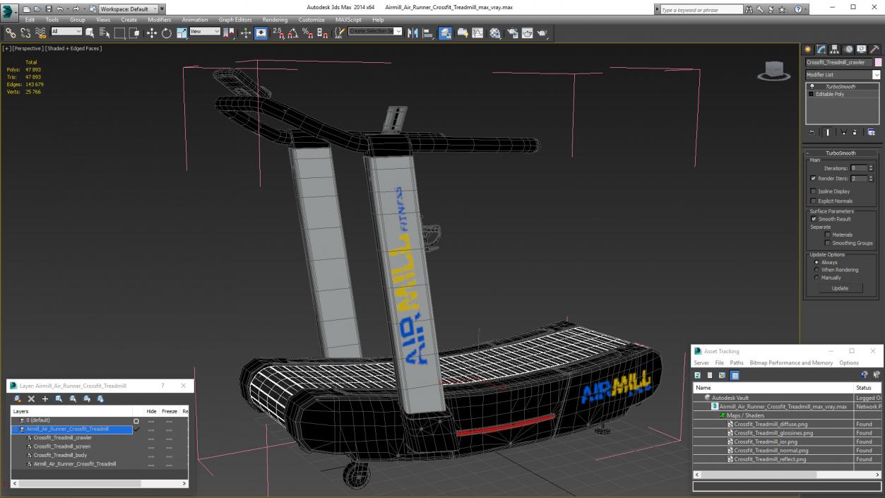 Airmill Air Runner Crossfit Treadmill 3D