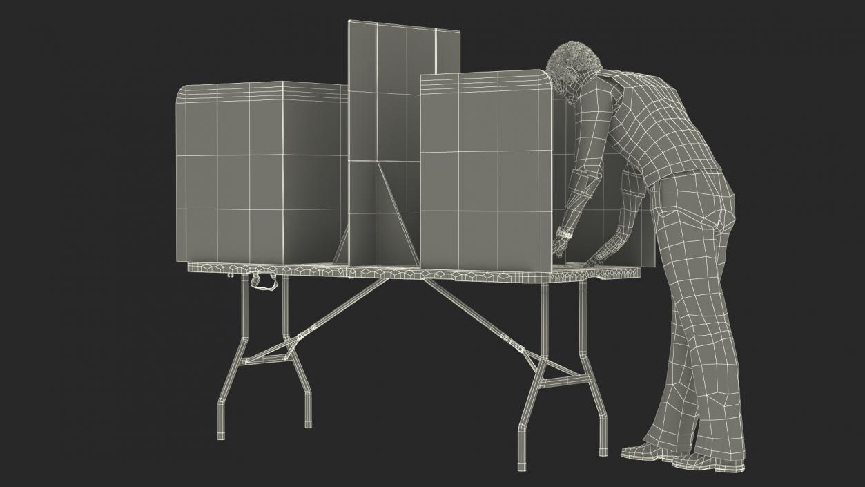 Afro American Man with Voting Table Rigged 3D