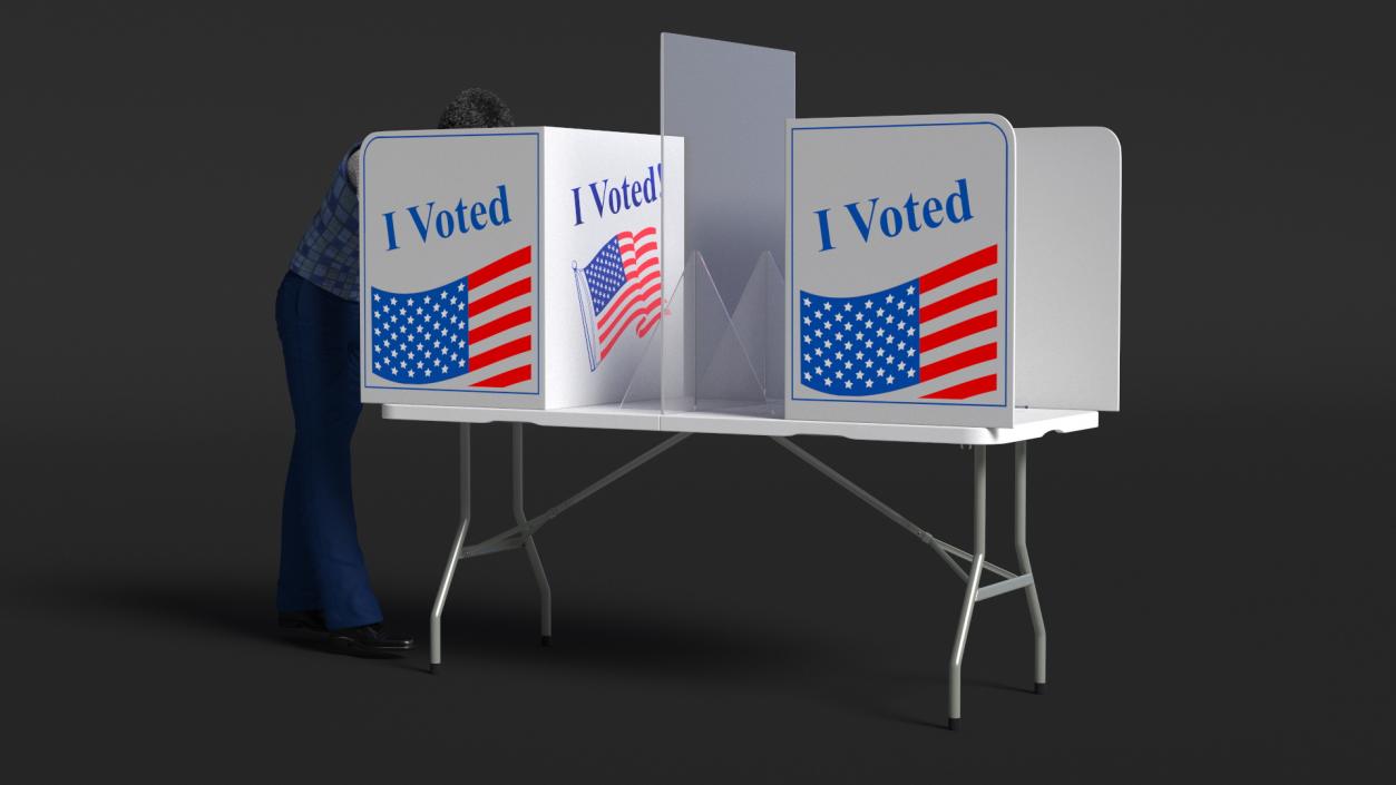 Afro American Man with Voting Table Rigged 3D