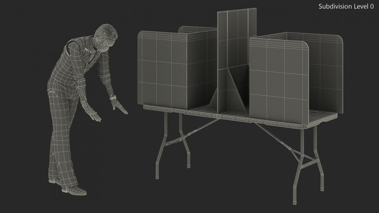 Afro American Man with Voting Table Rigged 3D