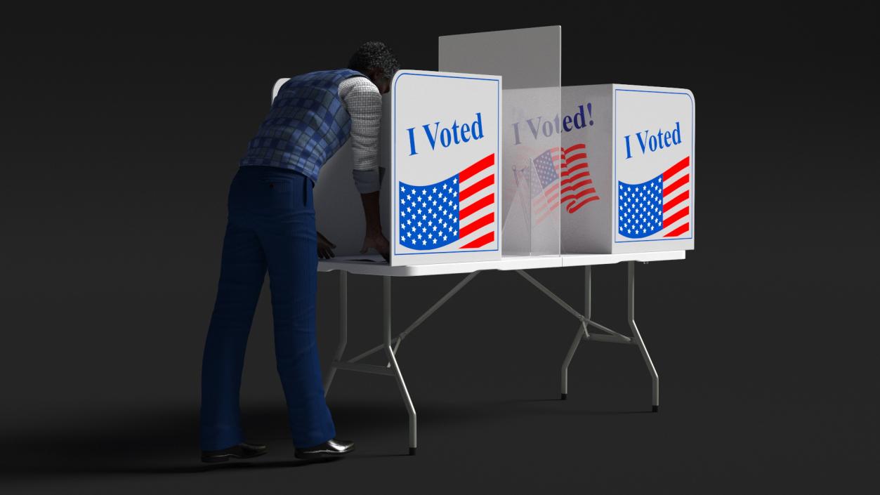 Afro American Man with Voting Table Rigged 3D