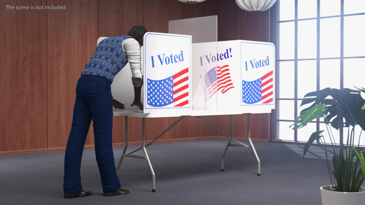 Afro American Man with Voting Table Rigged 3D