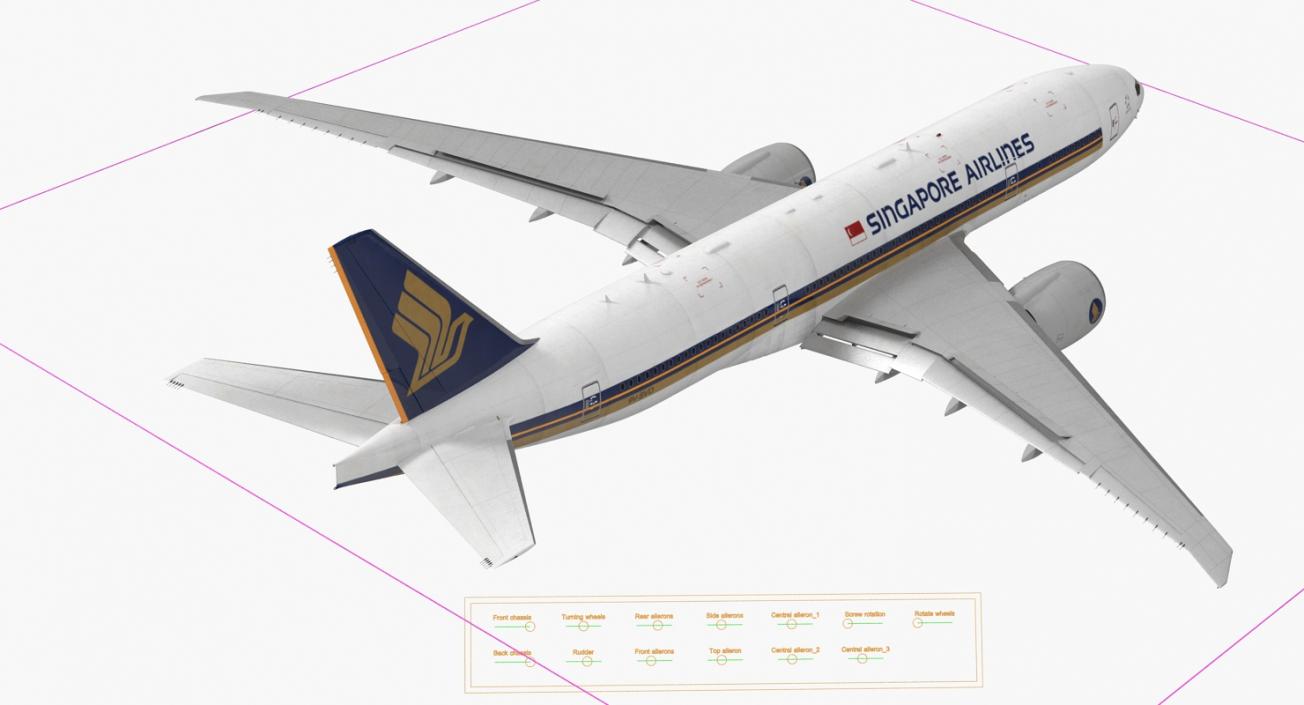 Boeing 777 200LR Singapore Airlines Rigged 3D