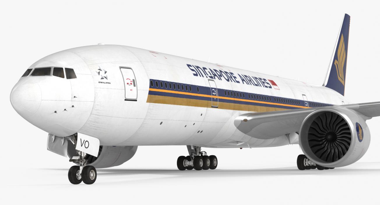 Boeing 777 200LR Singapore Airlines Rigged 3D