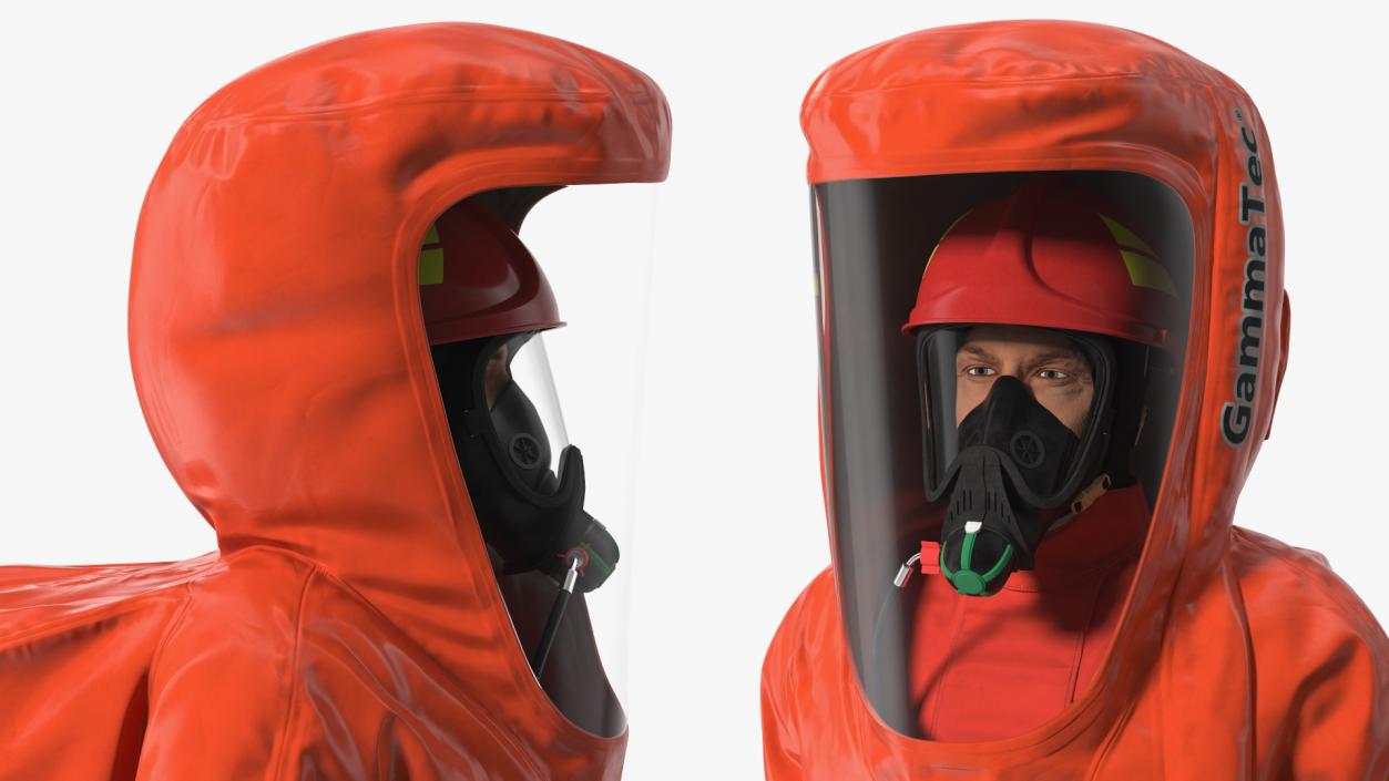 3D Heavy Duty Chemical Protective Suit Standing Pose Red model