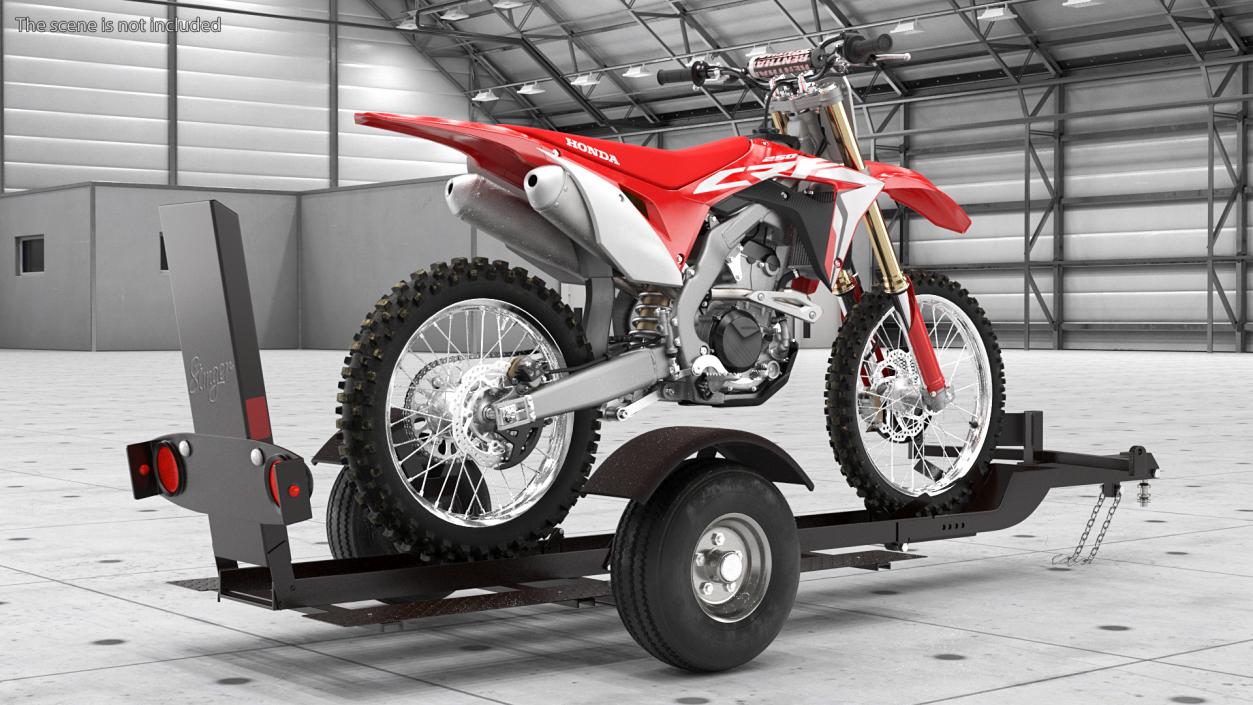 3D Stinger Folding Motorcycle Trailer with Honda CRF250R model