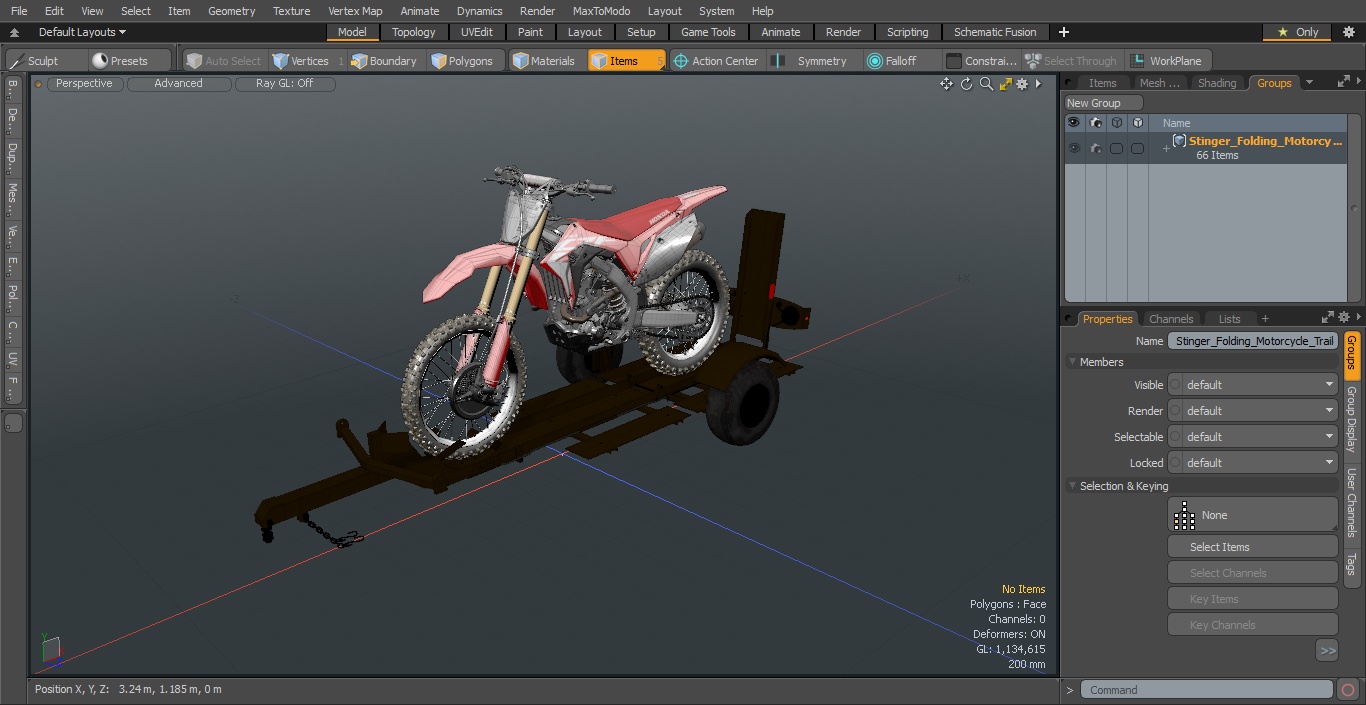 3D Stinger Folding Motorcycle Trailer with Honda CRF250R model