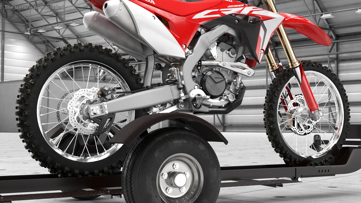 3D Stinger Folding Motorcycle Trailer with Honda CRF250R model