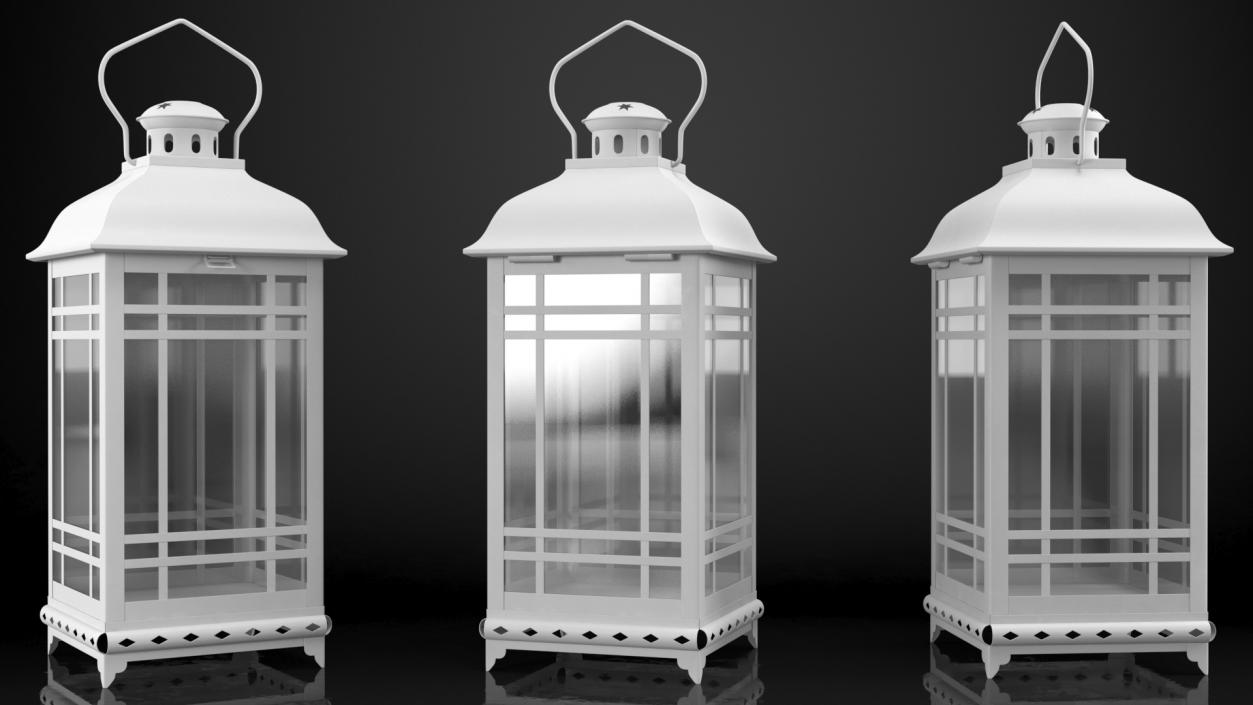 3D Candle Lantern Small White