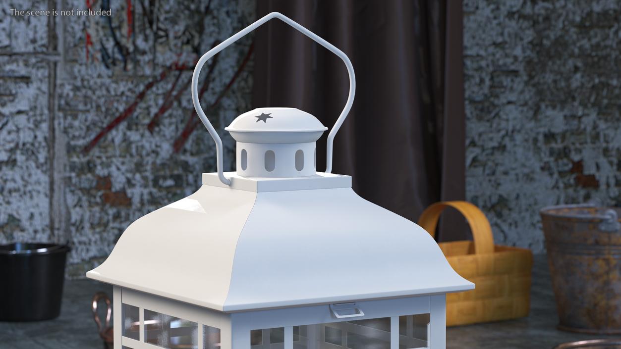 3D Candle Lantern Small White