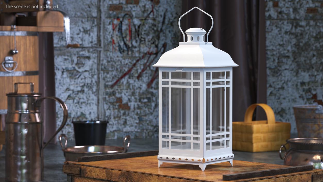 3D Candle Lantern Small White