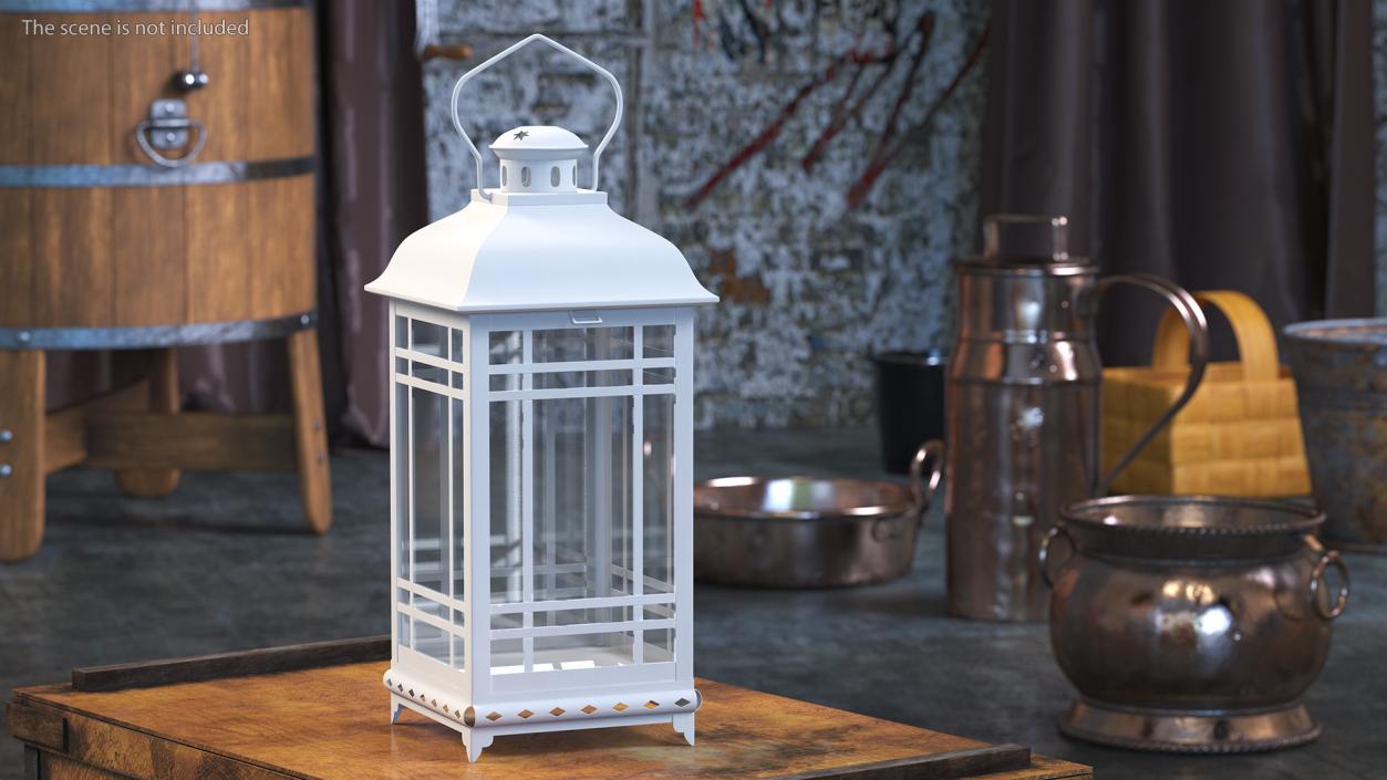 3D Candle Lantern Small White