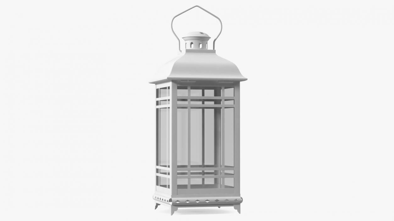 3D Candle Lantern Small White