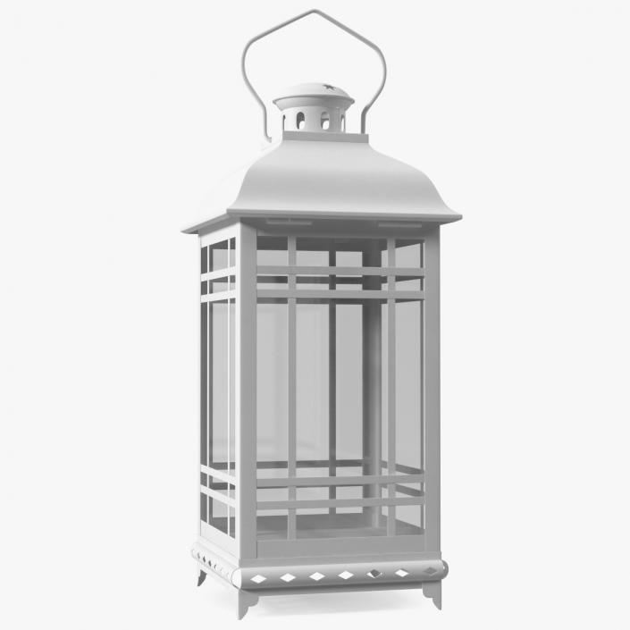 3D Candle Lantern Small White