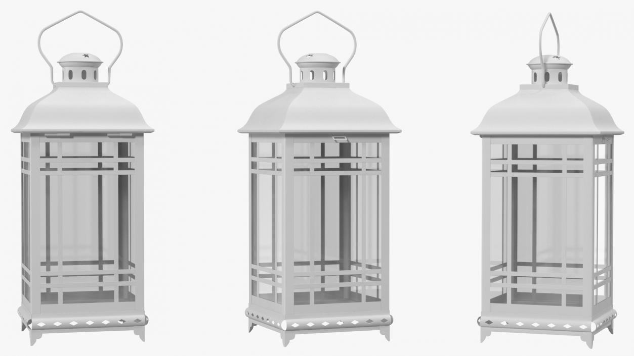 3D Candle Lantern Small White