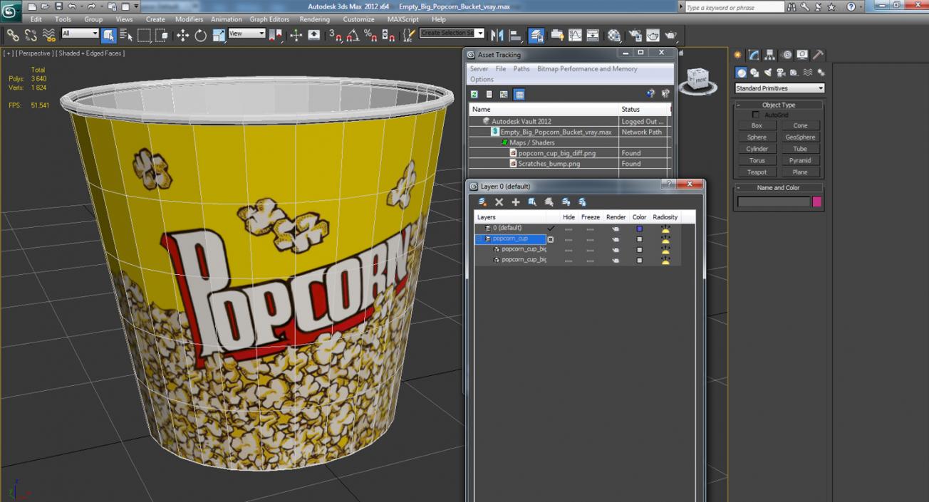 Empty Big Popcorn Bucket 3D model