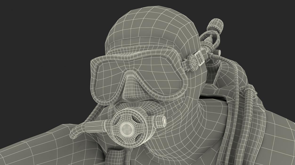 3D Diver with Underwater Speargun Rigged for Cinema 4D