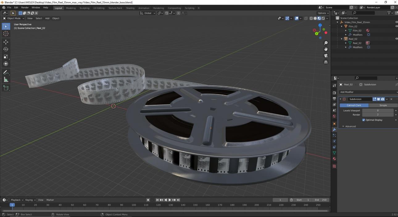 3D model Video Film Reel 35mm