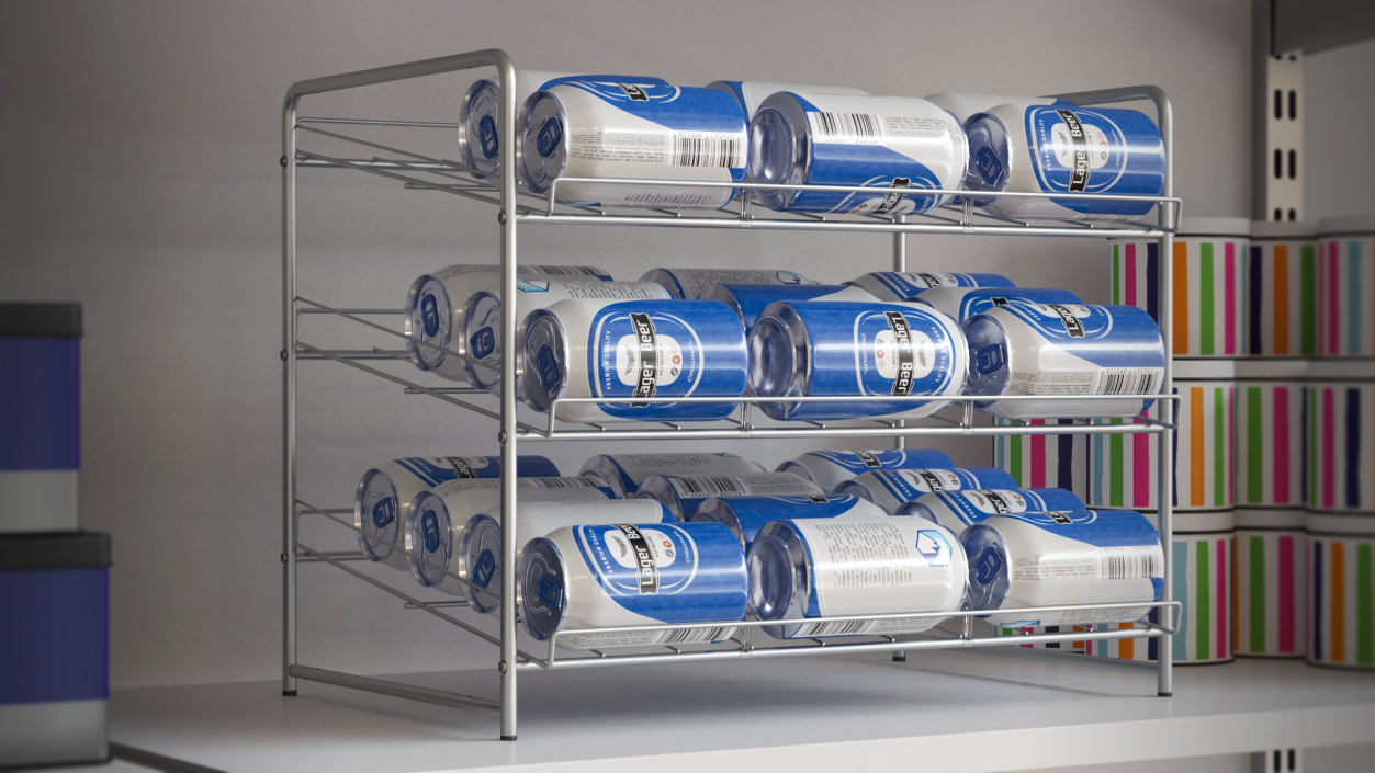 3D model Wide Can Organizer Chrome with Beer Cans