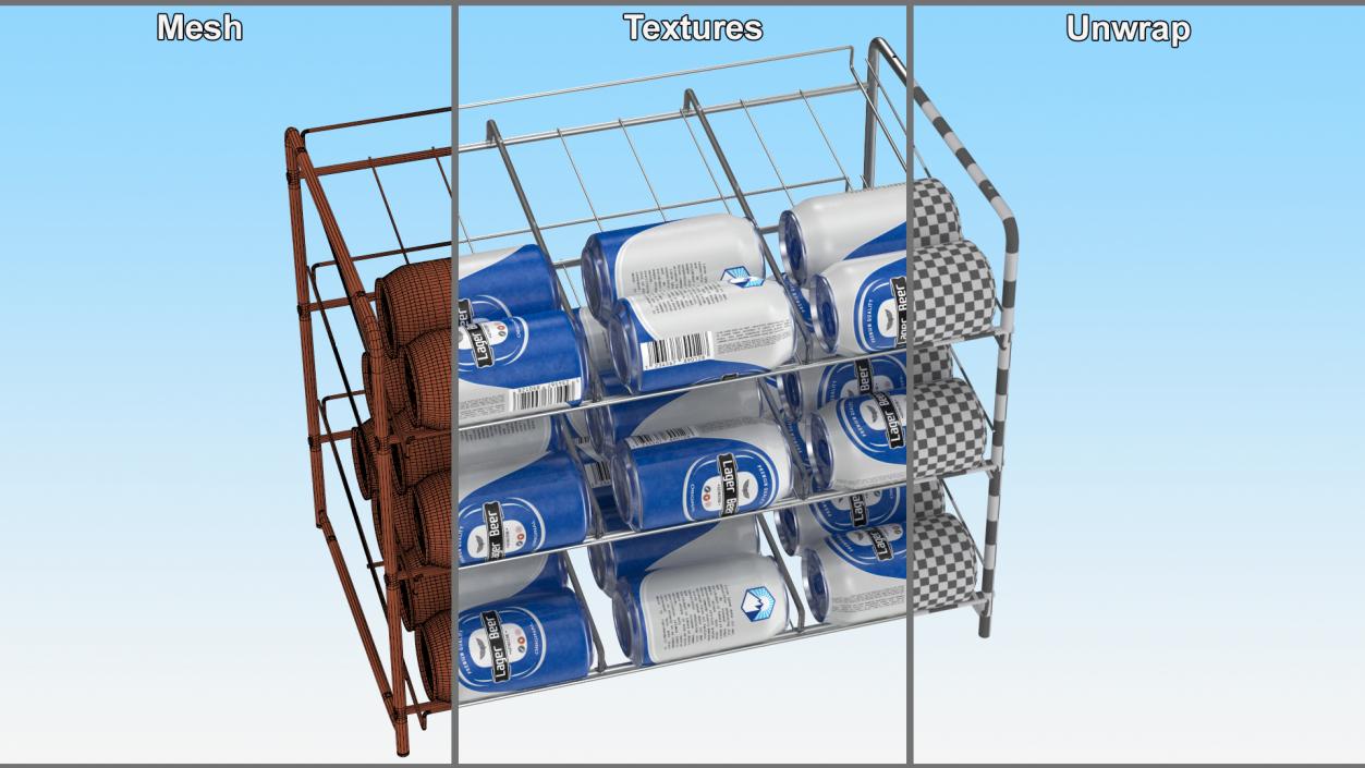 3D model Wide Can Organizer Chrome with Beer Cans