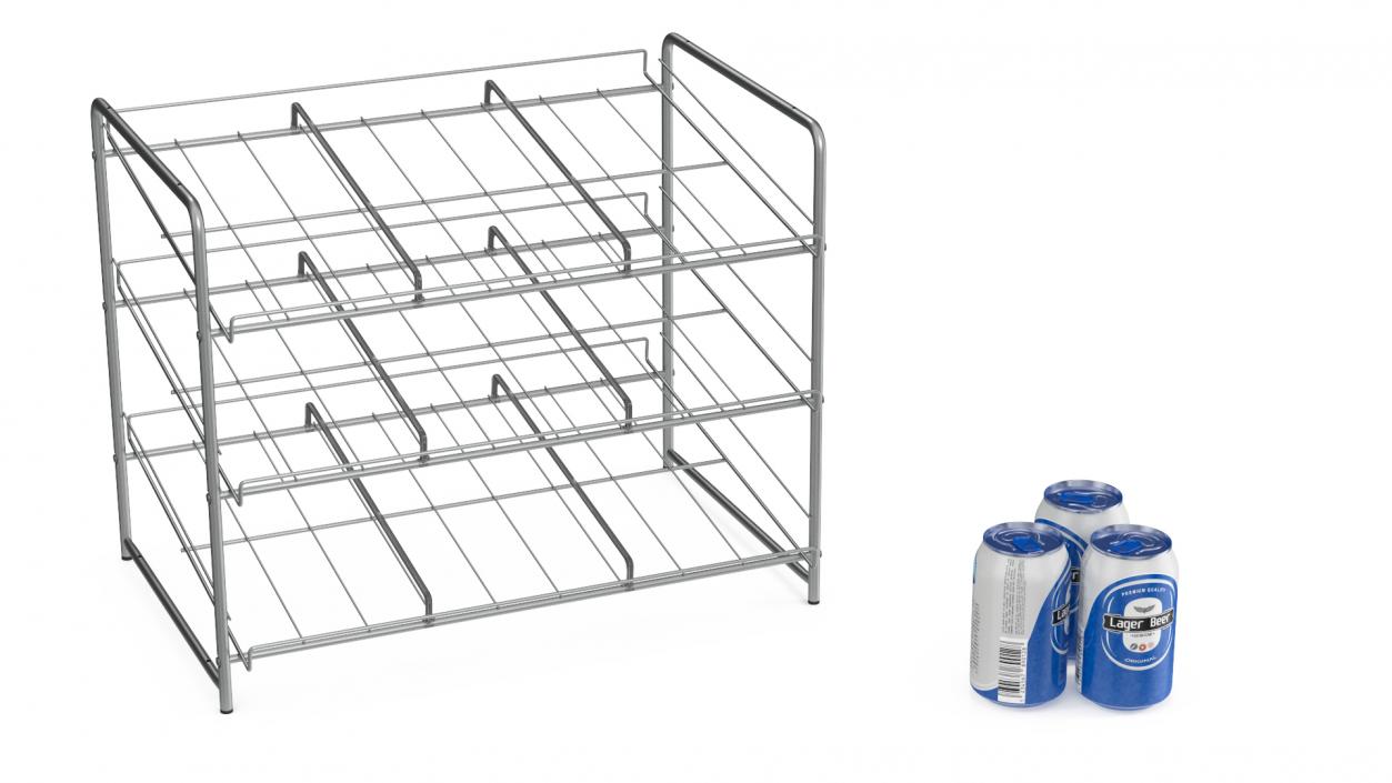 3D model Wide Can Organizer Chrome with Beer Cans