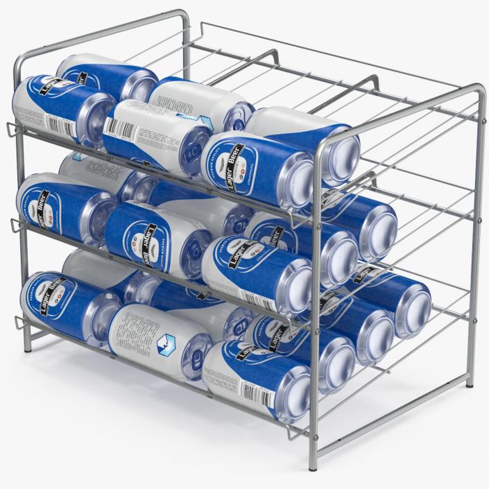 3D model Wide Can Organizer Chrome with Beer Cans