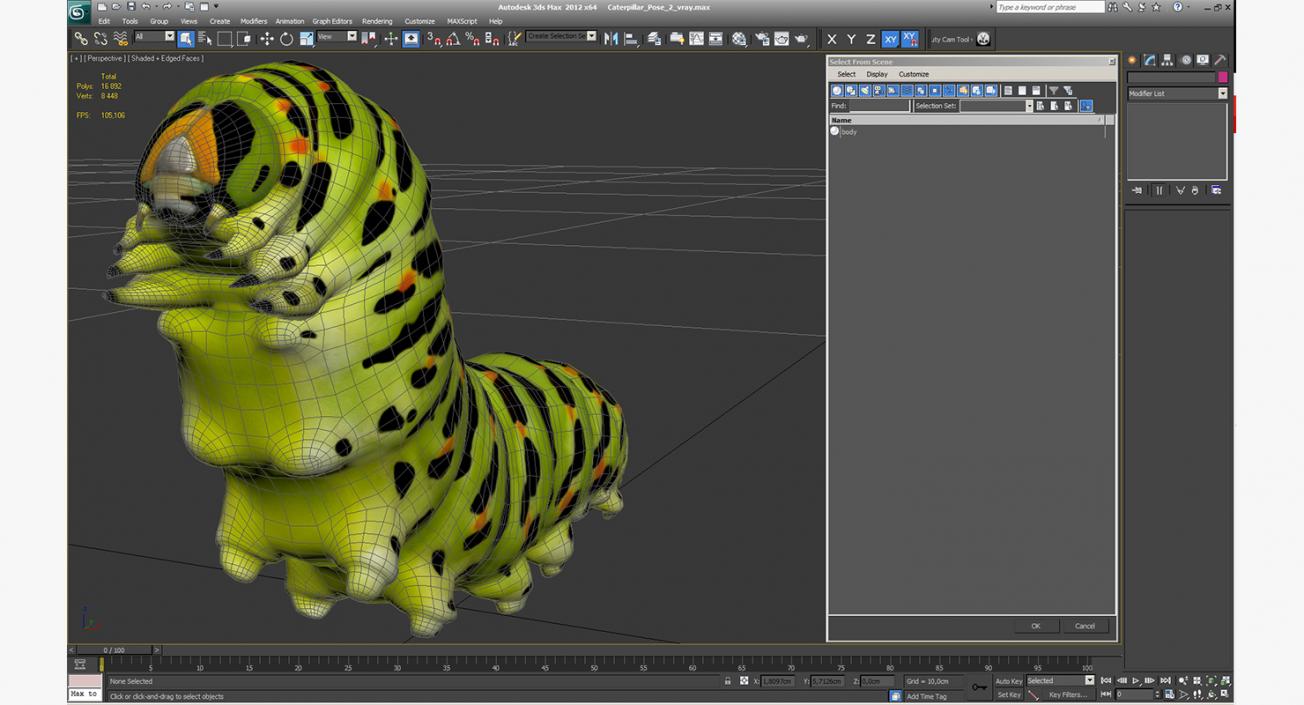 3D Papilio Machaon Caterpillar reeps model