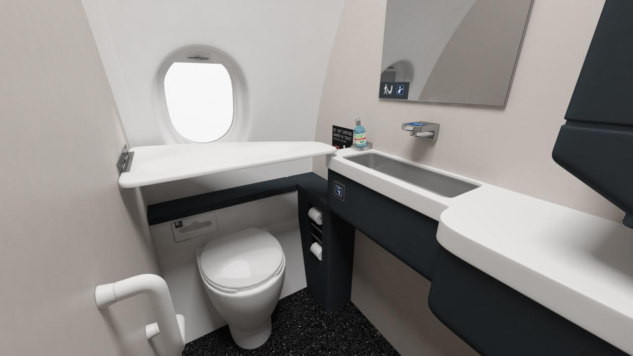 Airbus A220 100 Delta Detailed Interior 3D model