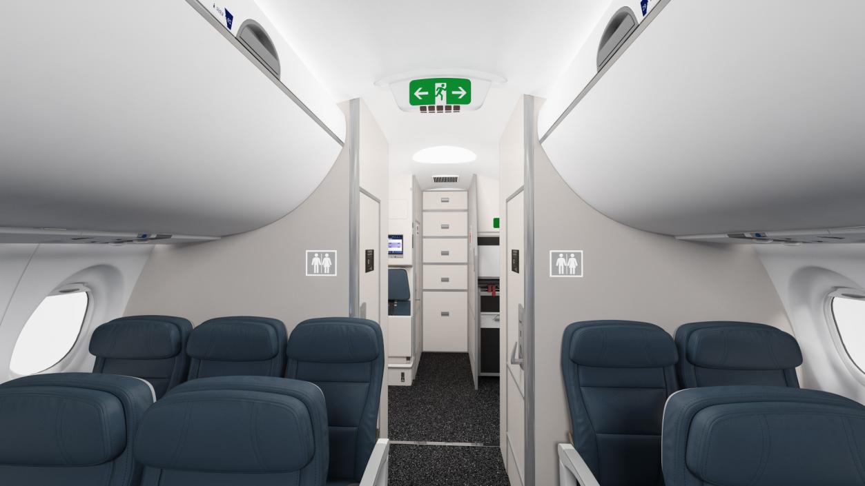 Airbus A220 100 Delta Detailed Interior 3D model