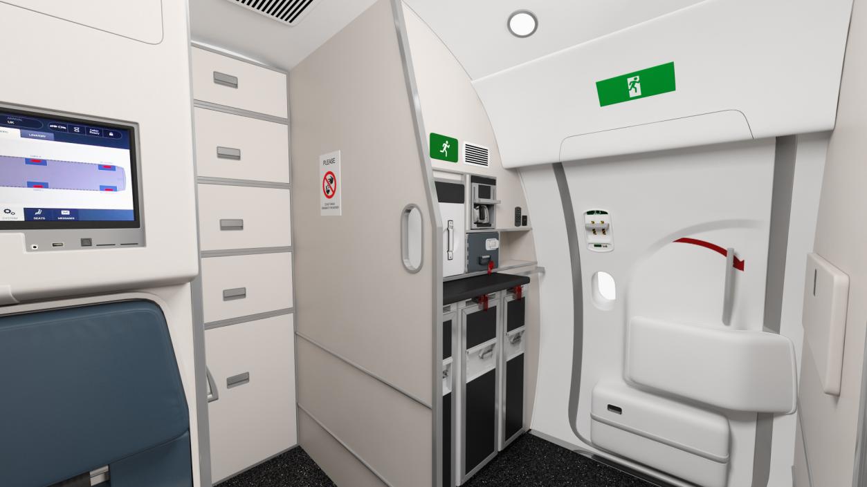 Airbus A220 100 Delta Detailed Interior 3D model