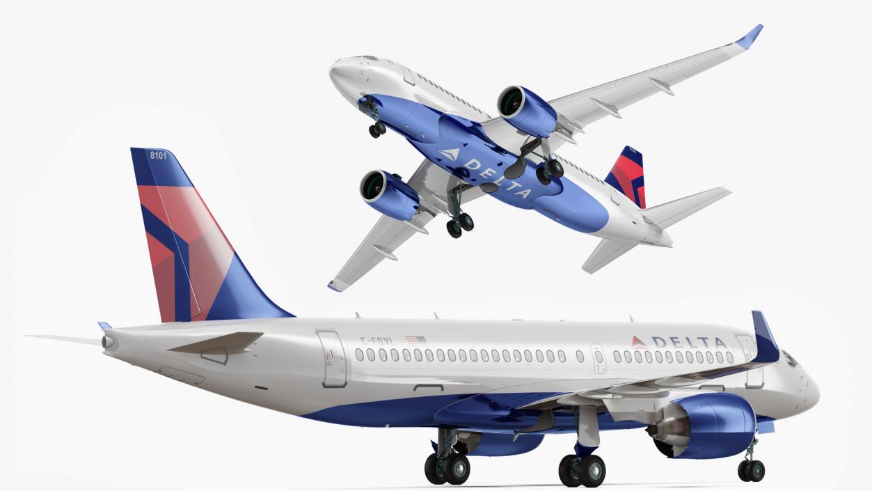 Airbus A220 100 Delta Detailed Interior 3D model