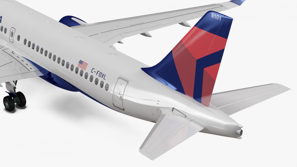 Airbus A220 100 Delta Detailed Interior 3D model