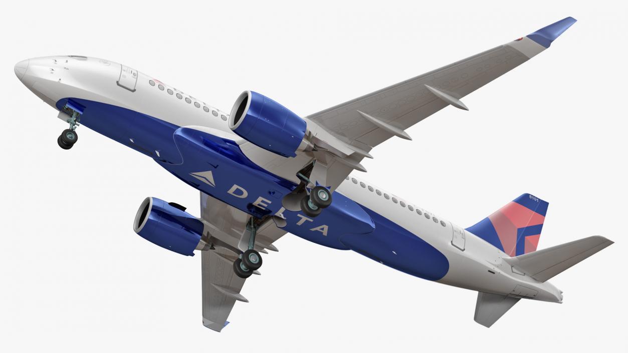 Airbus A220 100 Delta Detailed Interior 3D model