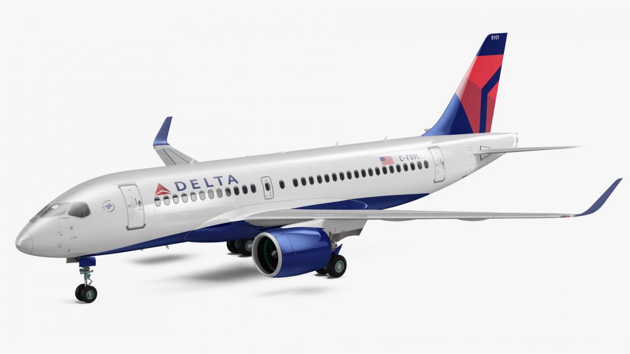 Airbus A220 100 Delta Detailed Interior 3D model