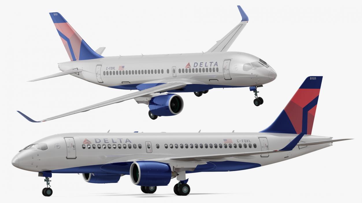 Airbus A220 100 Delta Detailed Interior 3D model