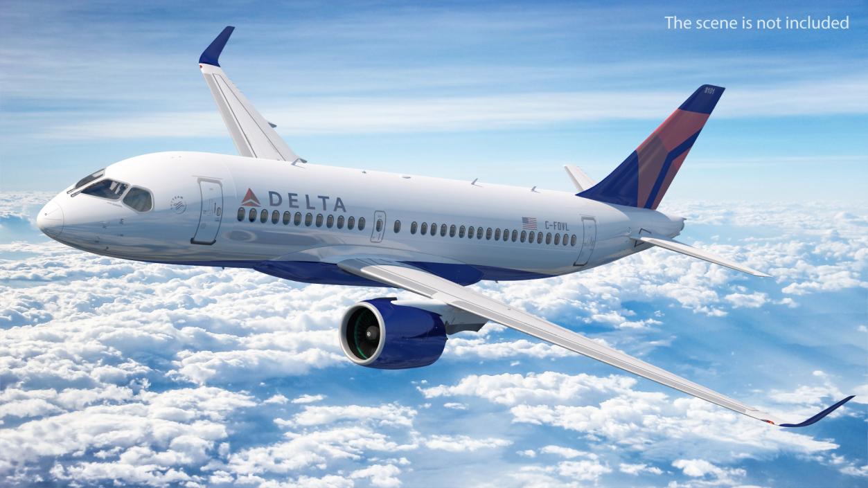 Airbus A220 100 Delta Detailed Interior 3D model