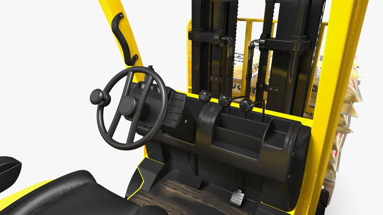 Forklift Toyota with Pallet of Cement Bags 3D