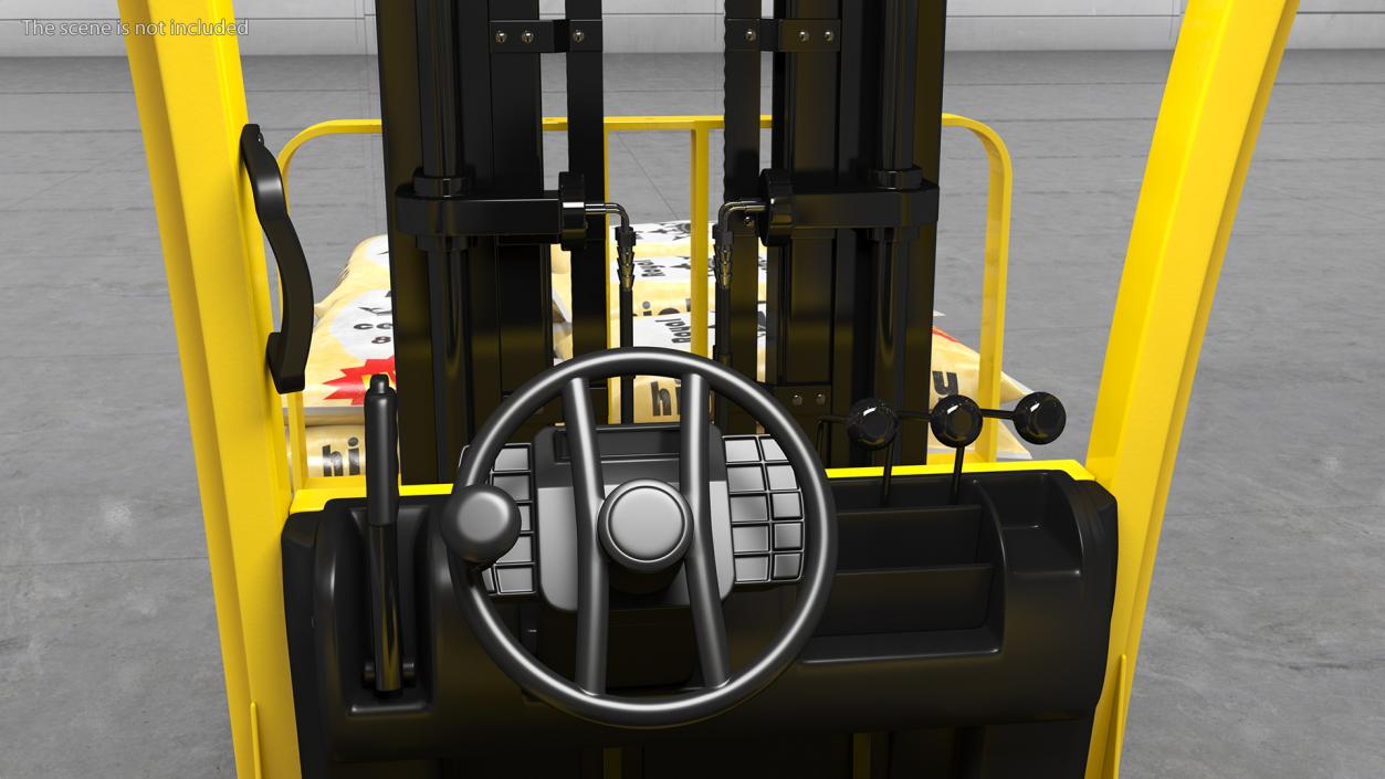 Forklift Toyota with Pallet of Cement Bags 3D