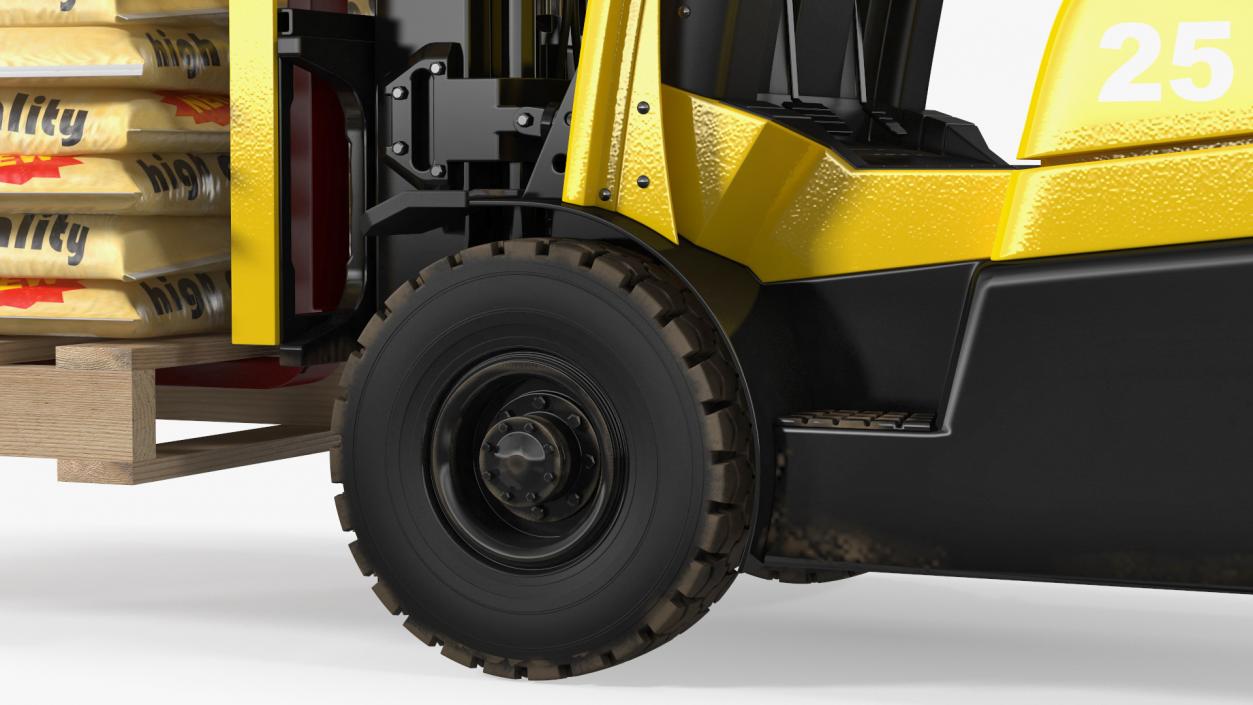 Forklift Toyota with Pallet of Cement Bags 3D