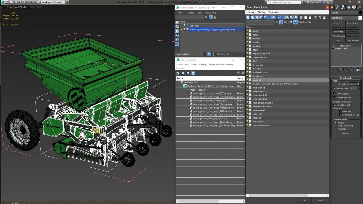 Miedema Structural 4000 Potato Planter Green 3D model