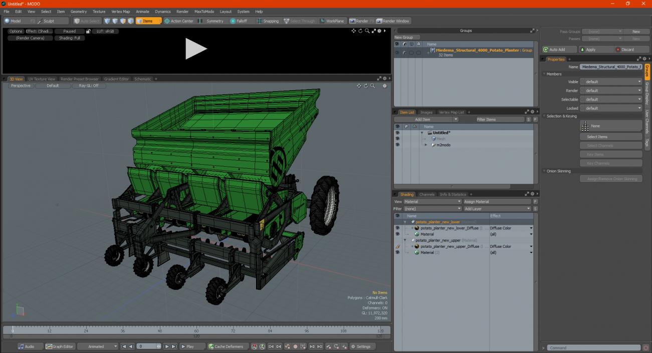 Miedema Structural 4000 Potato Planter Green 3D model