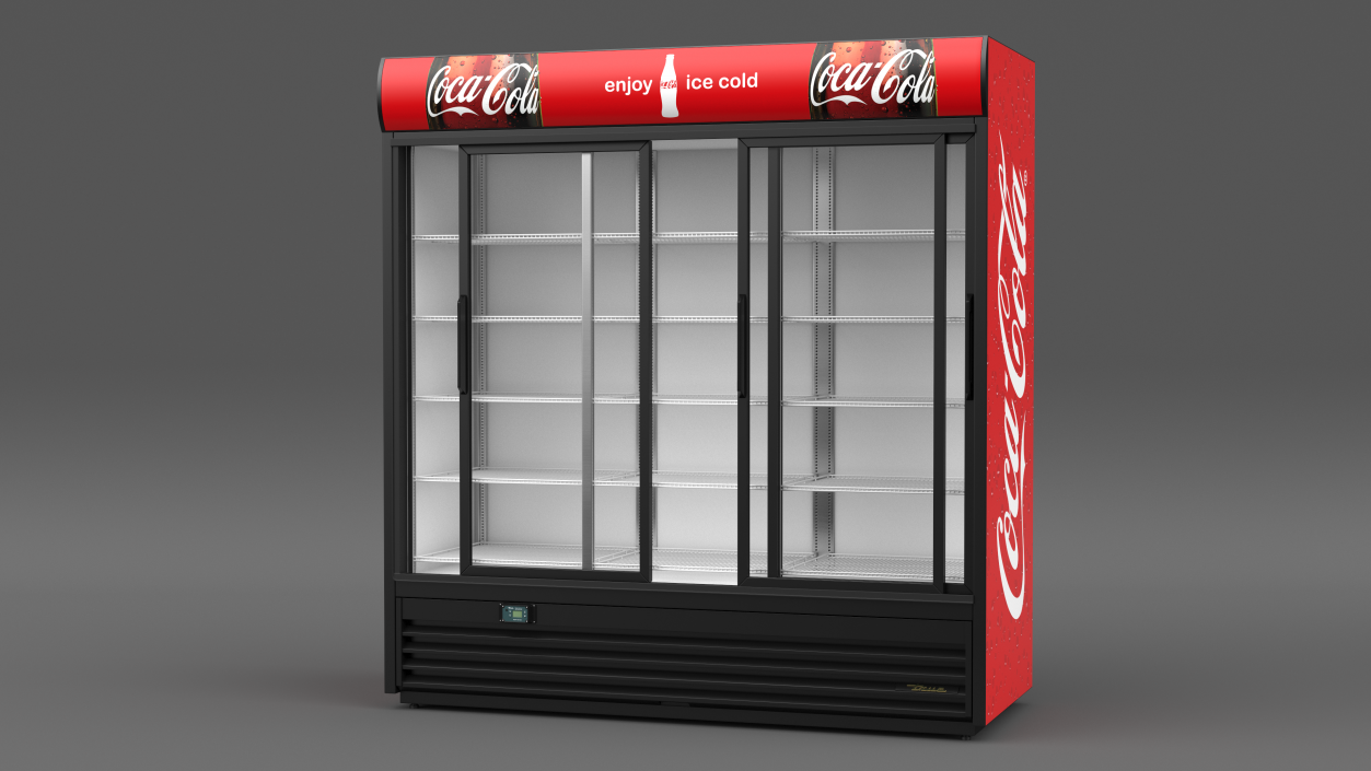 3D Beverage Cooler Three Glass Doors Coca Cola model