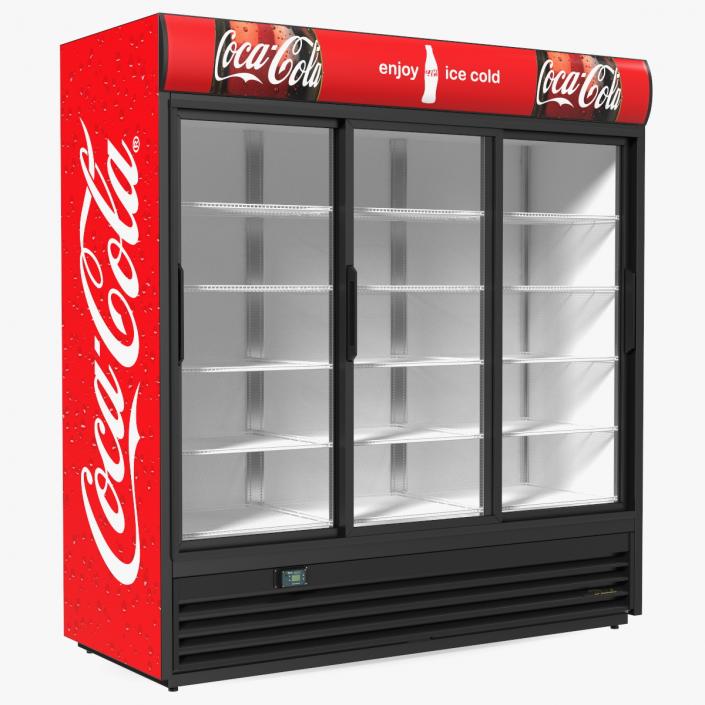 3D Beverage Cooler Three Glass Doors Coca Cola model