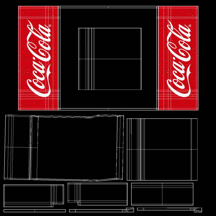 3D Beverage Cooler Three Glass Doors Coca Cola model