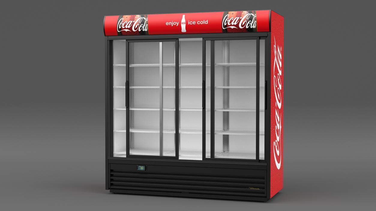 3D Beverage Cooler Three Glass Doors Coca Cola model