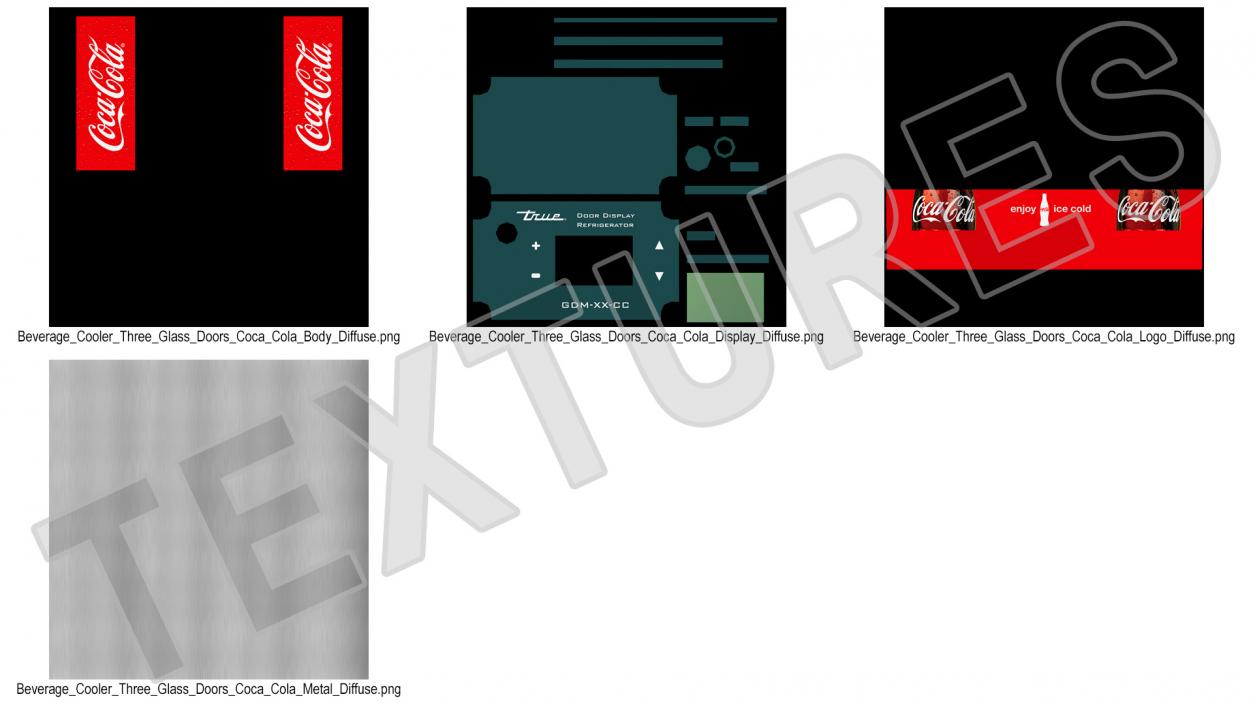 3D Beverage Cooler Three Glass Doors Coca Cola model