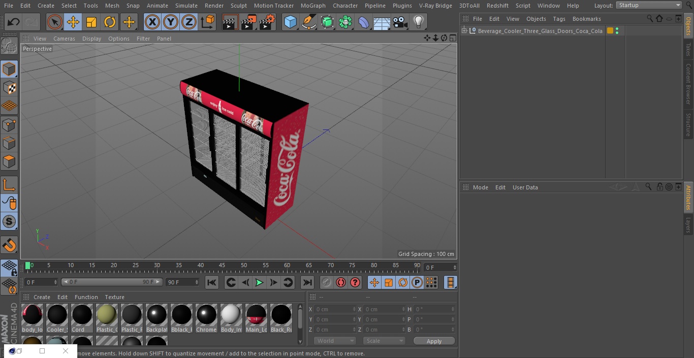 3D Beverage Cooler Three Glass Doors Coca Cola model