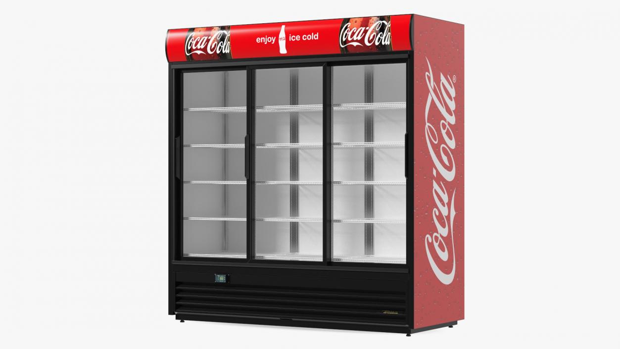 3D Beverage Cooler Three Glass Doors Coca Cola model