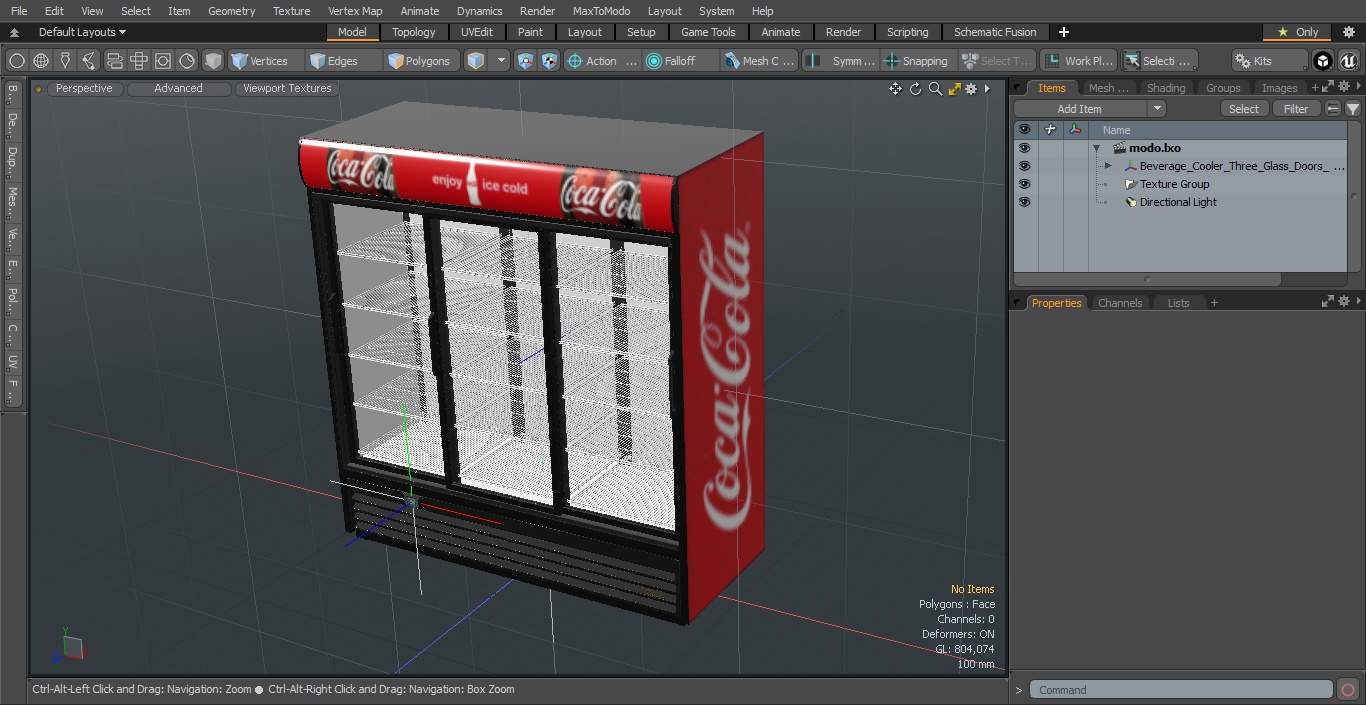 3D Beverage Cooler Three Glass Doors Coca Cola model