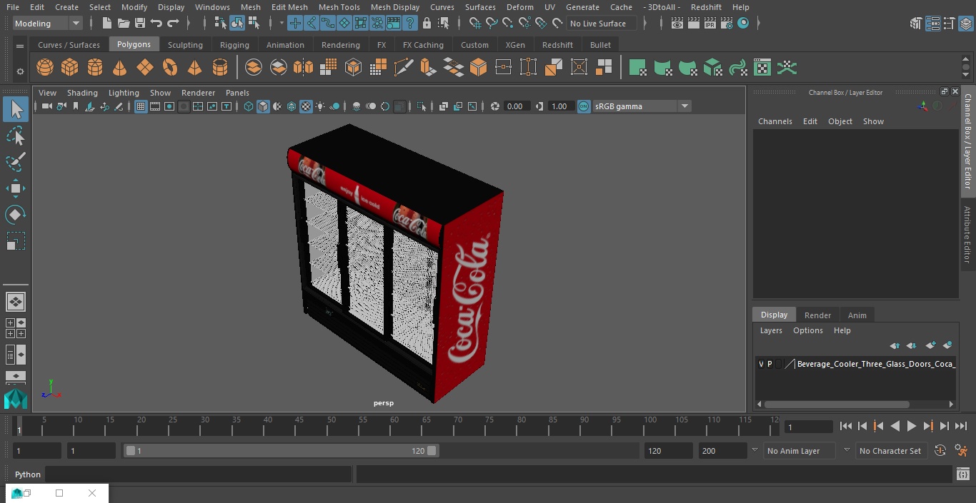 3D Beverage Cooler Three Glass Doors Coca Cola model